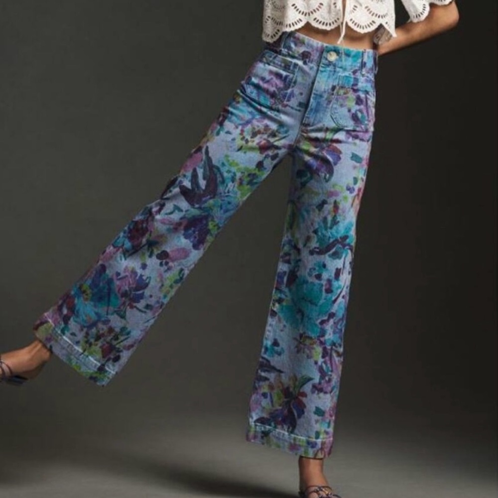 Anthropologie Maeve The Colette Floral Jeans